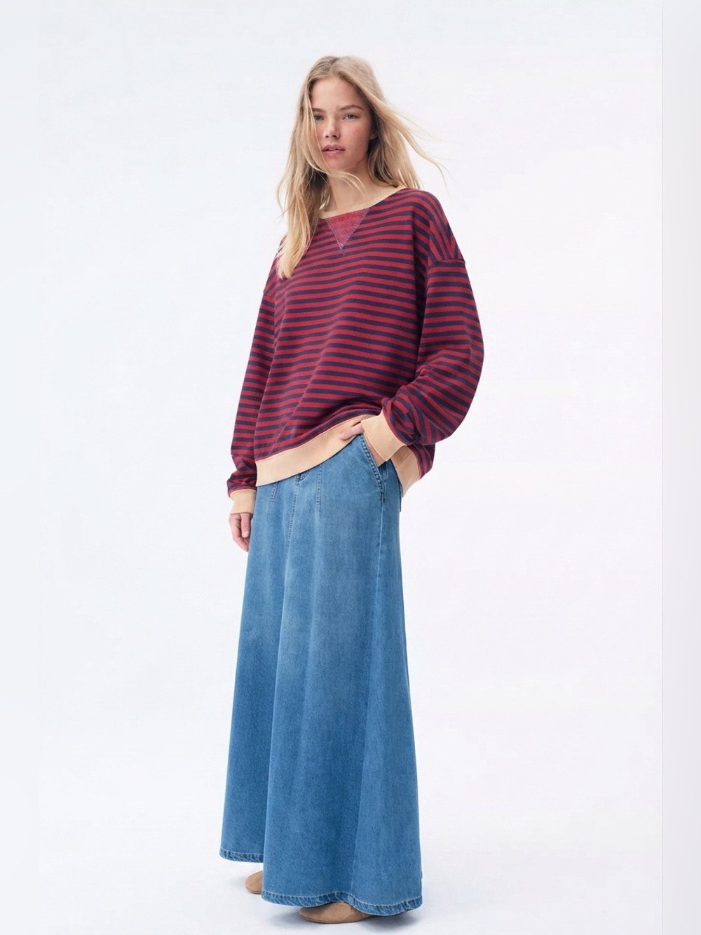 We The Free Classic Striped Oversized Crewneck